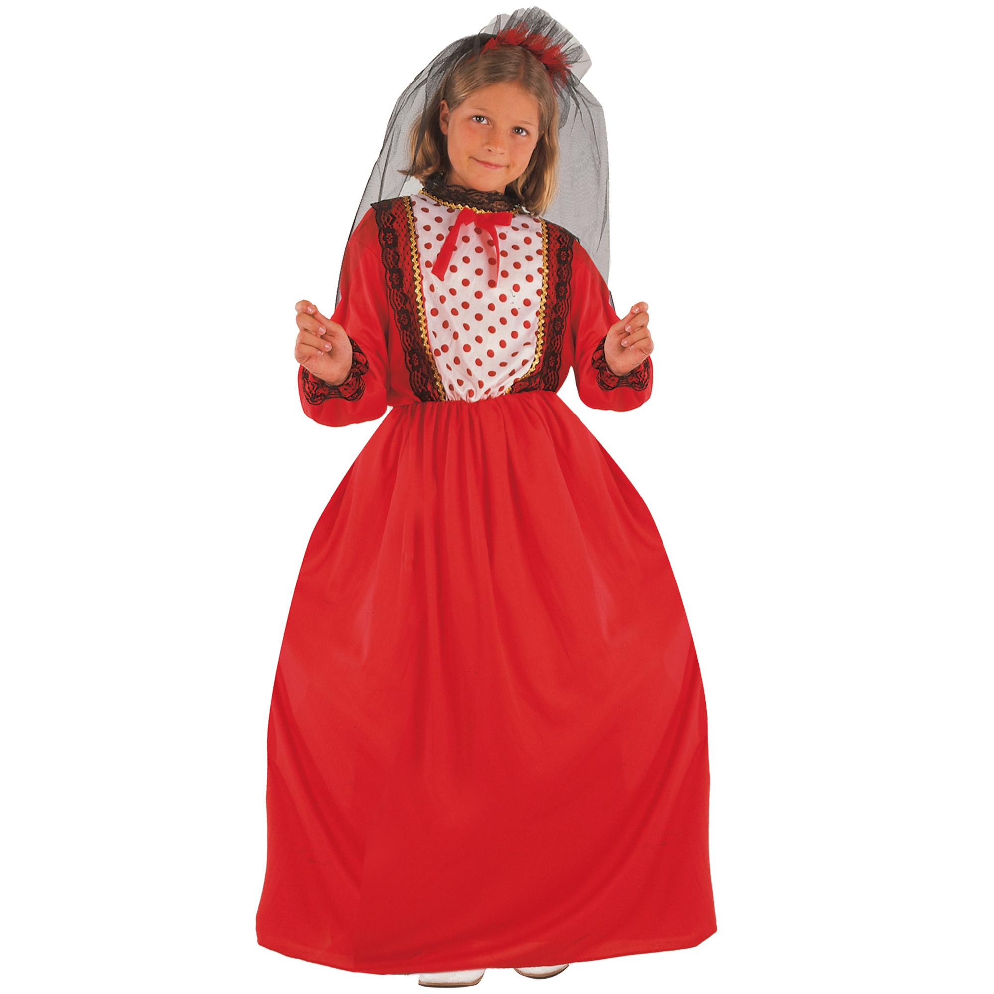 Abito Ballerina Spagnola Costume Carnevale Rosso Bambina