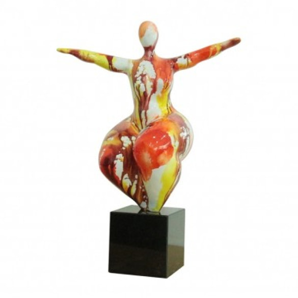 Statue femme ronde en résine multicolore H58cm - RELAX WOMAN