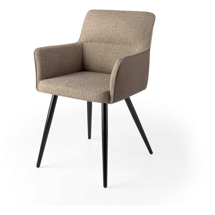 Set de 2 butacas – Tejido marrón y polipiel trasera