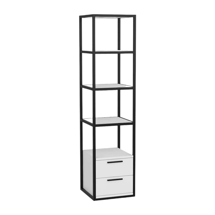 Libreria Dfogliat, Scaffale da ufficio, Mobile portalibri, Biblioteca, 39x39h169 cm, Bianco e Nero