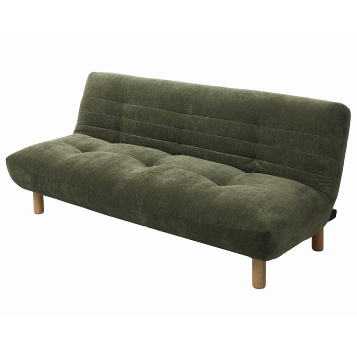 Soan - Banquette 3 places convertible clic-clac en velours texturé - Vert