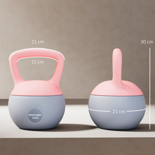 Pesa Rusa 10 kg, Soft Kettlebell Relleno de Arena Metálica y Mango Antideslizante, para Entrenamiento Culturismo en Casa, Gimnasio, Rosa Palo y Gris