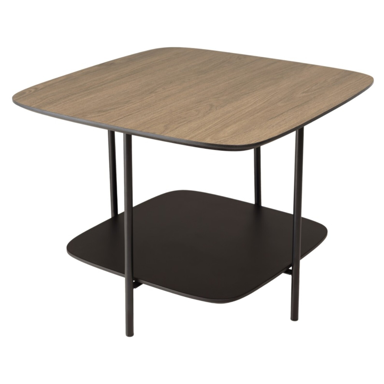 JULIA - Table basse 2 plateaux PM bi-matière mocha/noir pieds métal