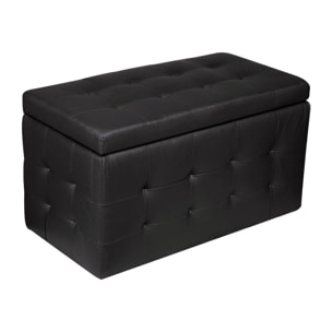 Pouf- contenitore in ecopelle, colore nero, Misure 84 x 49 x 44 cm