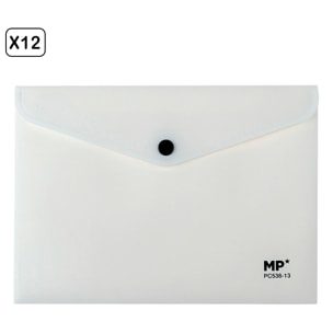 PACK 12 UNIDADES CARPETA SOBRE CIERRE BOTÓN A5 BLANCO