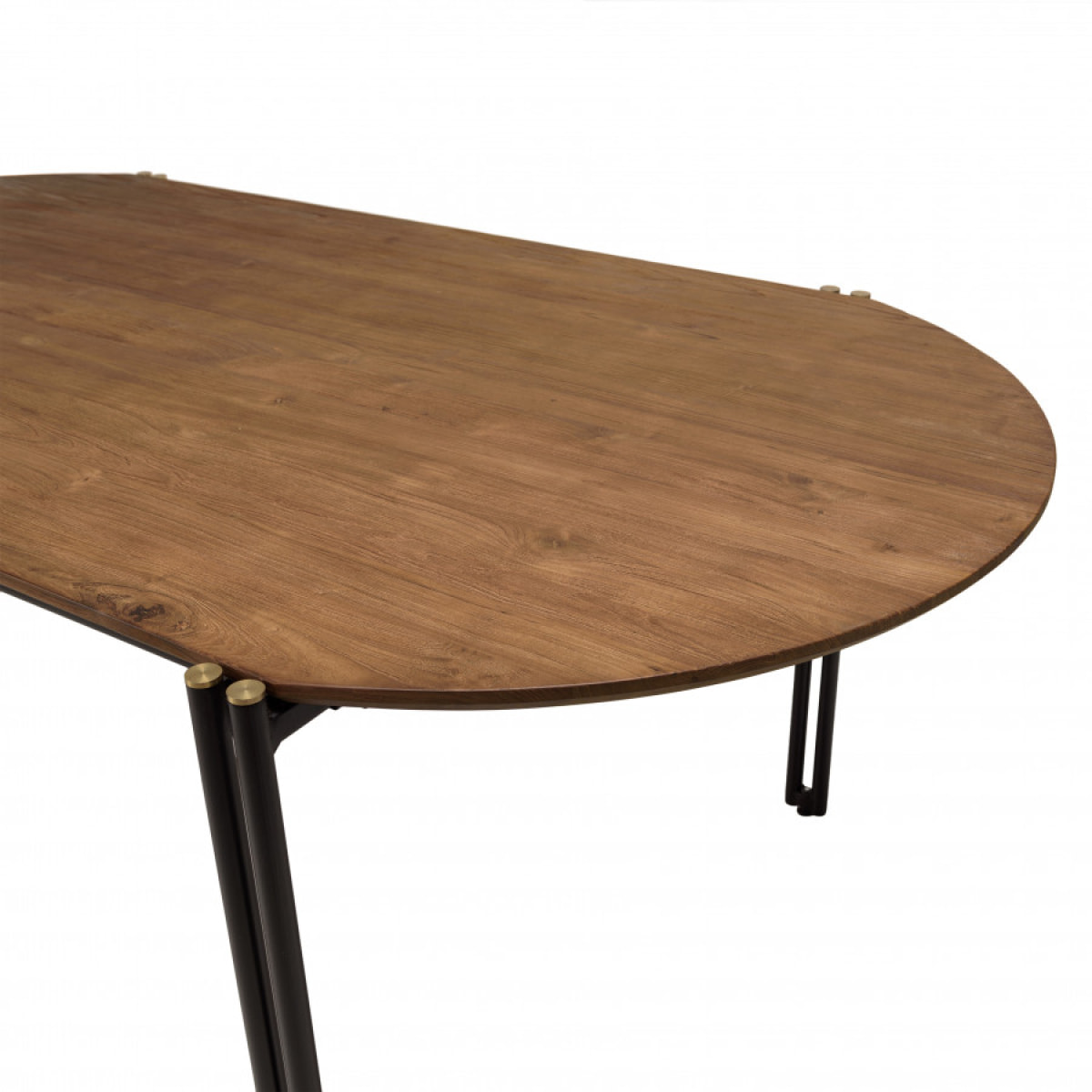 ALIDA - Table à manger ovale 200x105cm plateau bois de teck recyclé