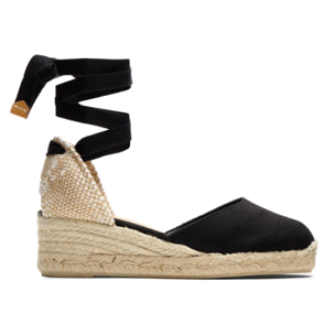 Alpargatas de cuña de mujer Carina en algodón orgánico, cierre mediante lazada