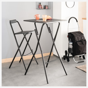 Chaise de bar pliante Noir Louna
