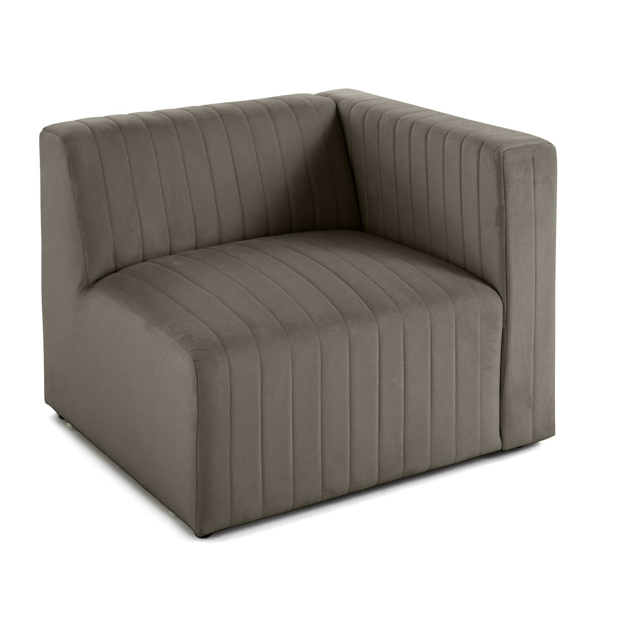 Nova - module d'assise droit - en velours - Gris
