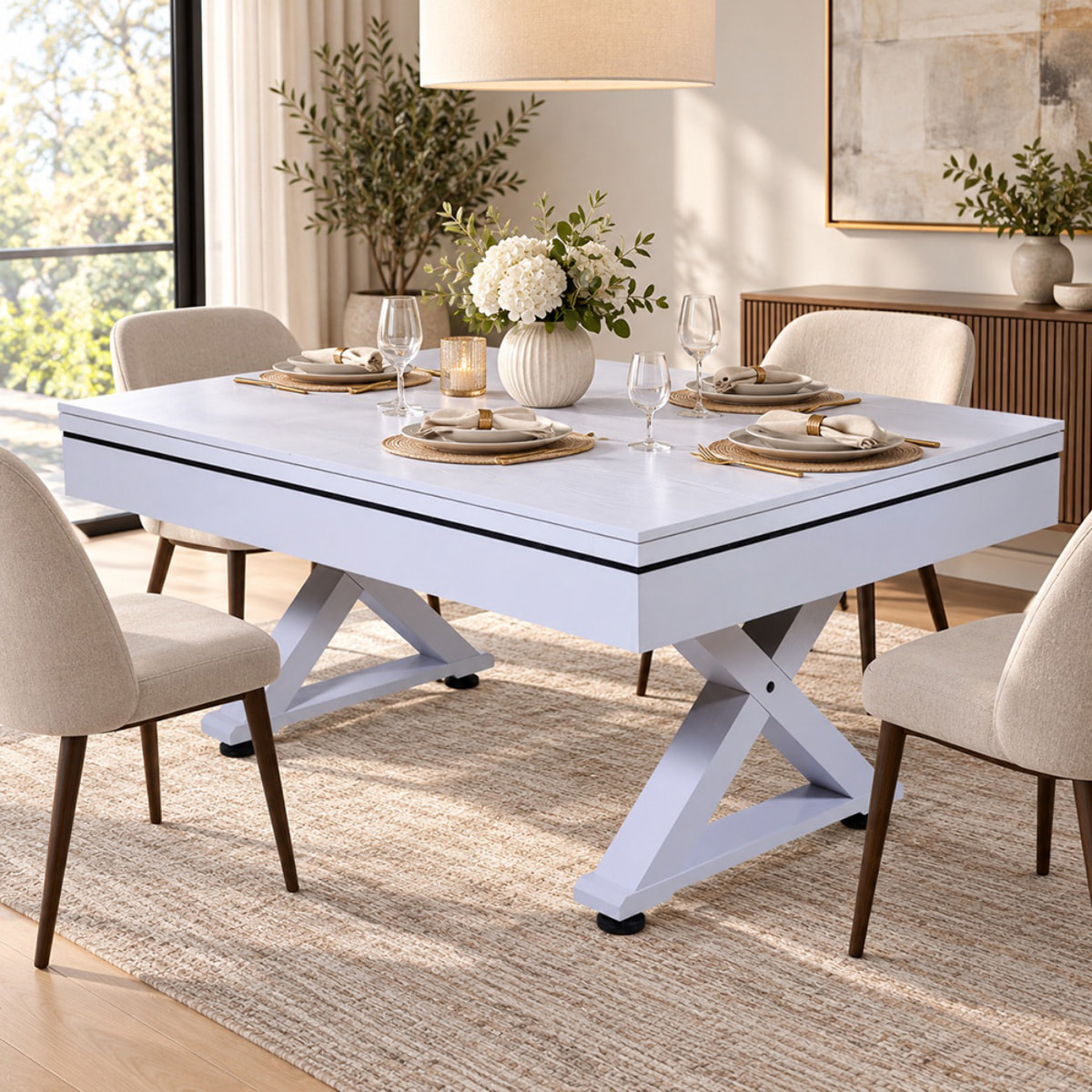 Table multi-jeux ping-pong et billard en bois blanc ARIZONA
