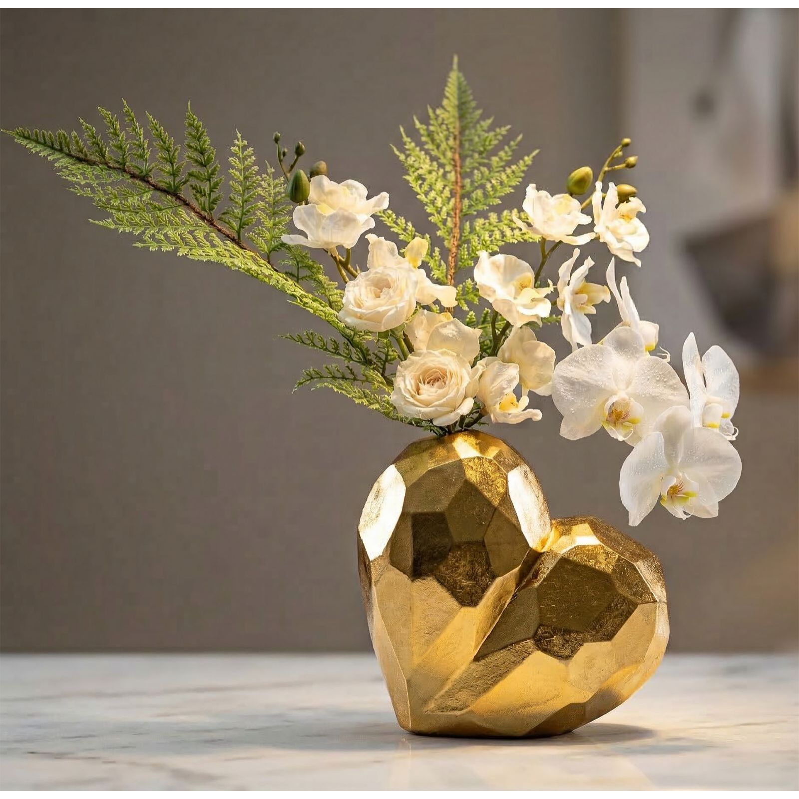 VASO HEART GOLD CM 19X9X18