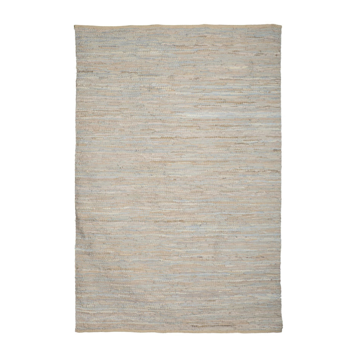 TAPIS BEIGE GRISÉ EN CUIR RECYCLE ET COTON 240X170CM IZMIR