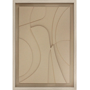 Cuadro Curves resina 3D texturizado abstracto beige 70x50x4 cm