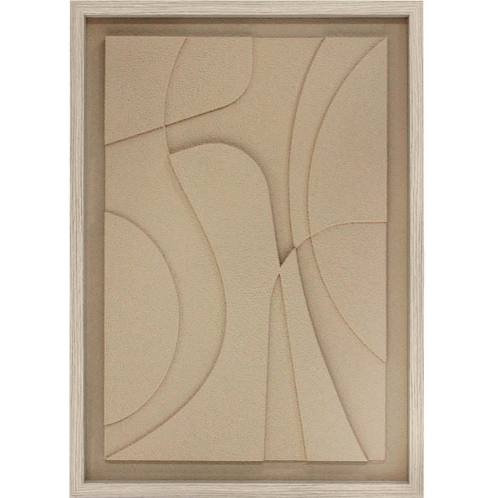 Cuadro Curves resina 3D texturizado abstracto beige 70x50x4 cm