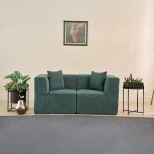 Canapé 2 places compact vert tissu chenille PLOVIA