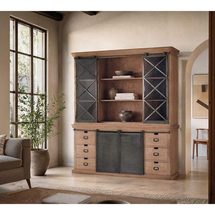 Alacena de Madera de Mango 200 Cm Estilo Industrial Moderno