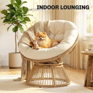 Fauteuil papasan pivotant 360° coussin moelleux polyrotin naturel