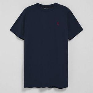 Camiseta azul marino con cuello redondo y logo bordado Rigby Go