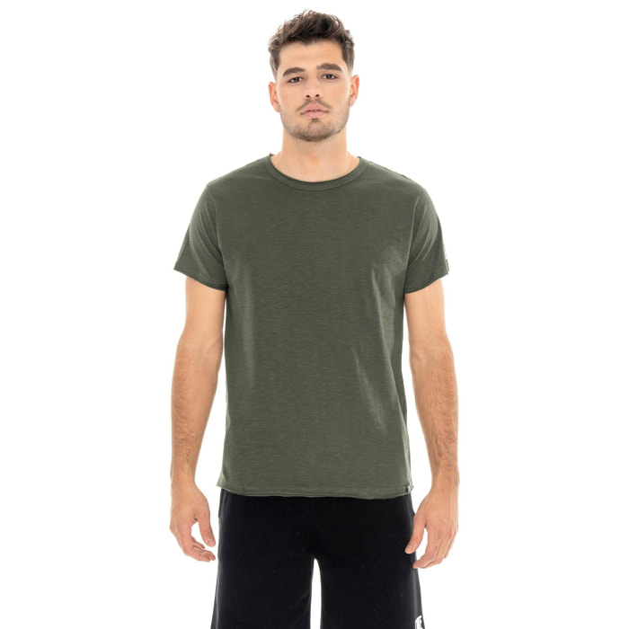 Maglietta uomo maniche corte in slub piccolo logo