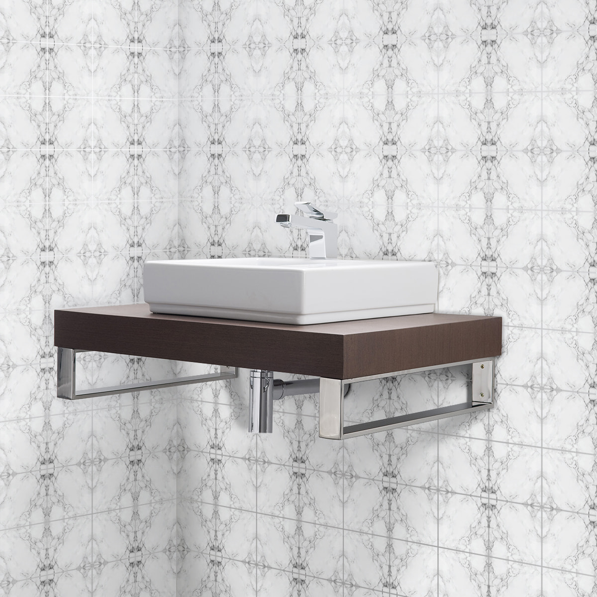 Stickers muraux - Sticker Mural Carrelage adhésif Cuisine Salle de Bain - 24 STICKERS CARRELAGES EFFET MARBRE