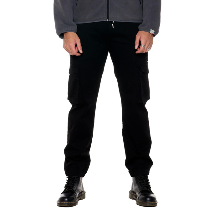 Pantalón cargo Leone 1947 Soft Basic para hombre con bolsillos y puños elásticos