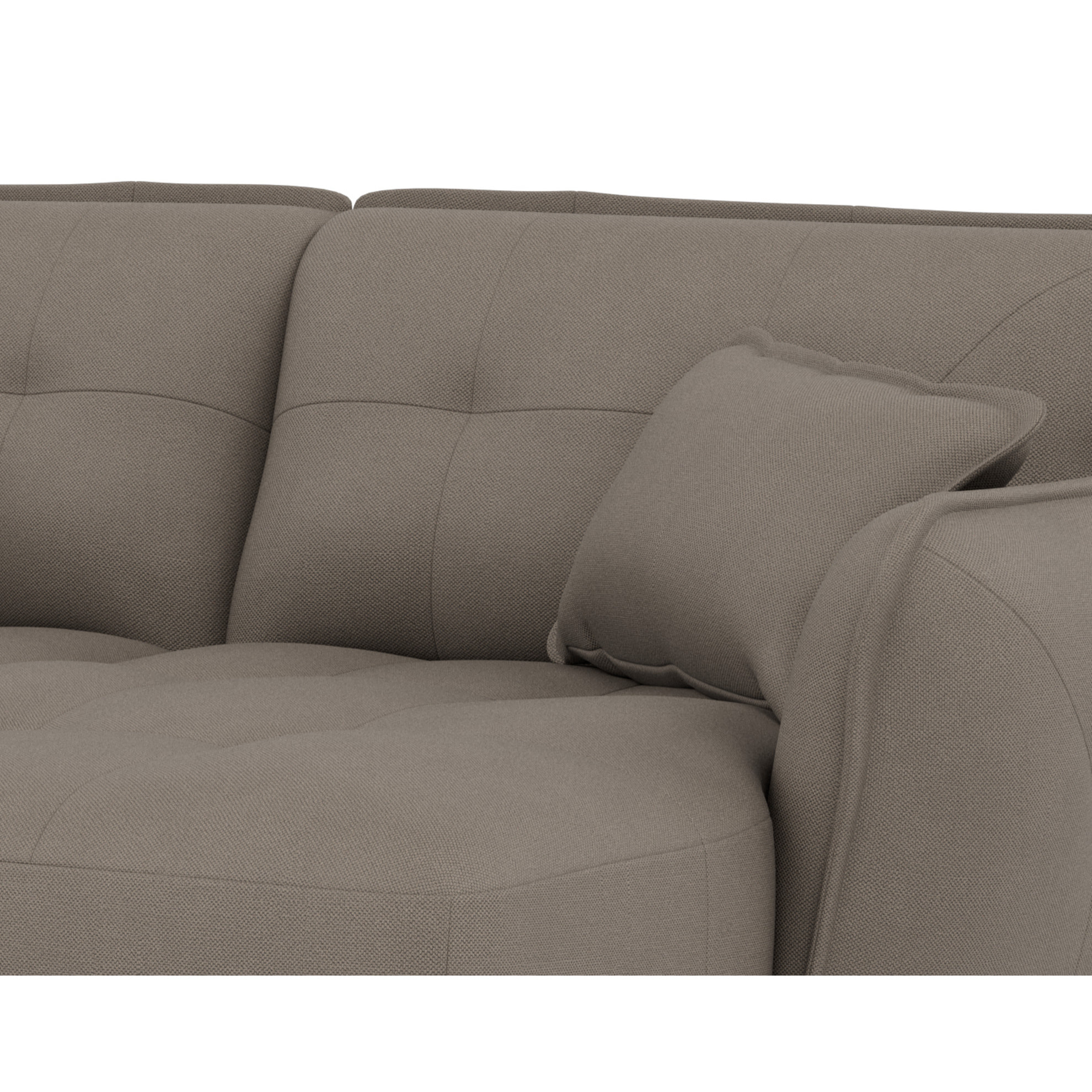 Thais - canapé droit 4 places avec double méridienne assise profonde en tissu texturé - Gris clair
