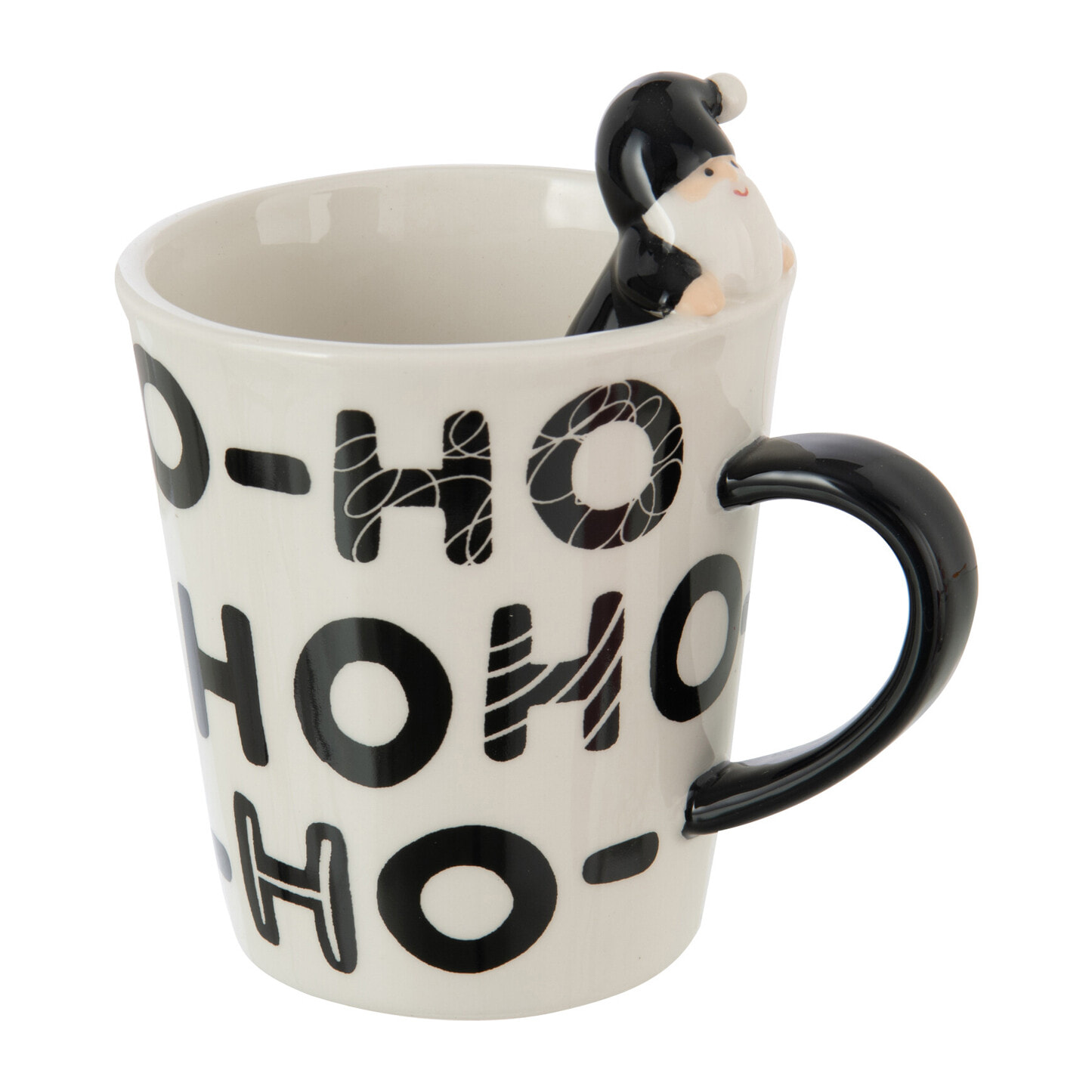 J-Line tasse + Père Noël Dolomite - céramique - blanc/noir