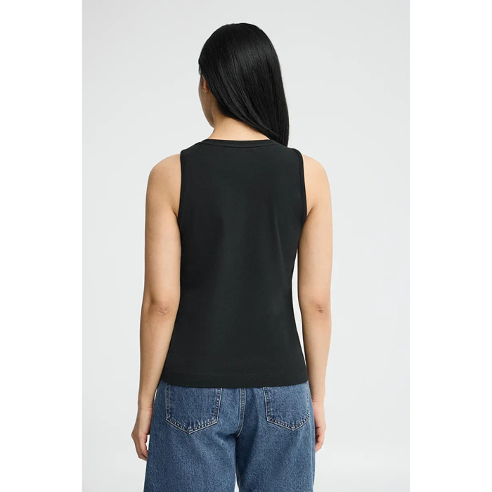 Canotta nera slim fit con ricamo Rigby Go