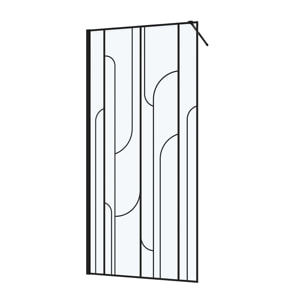 Paroi de douche à l'italienne 90x195cm Sérigraphie Art Déco Arrondie - Noir Mat - GATSBY