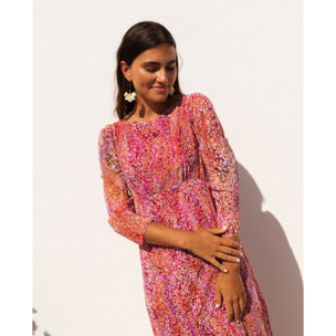 Vestido midi estampado con manga larga