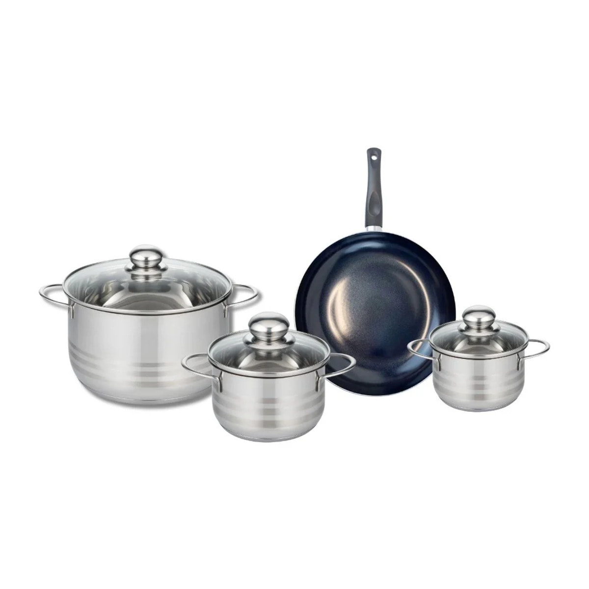 Ensemble de 1 Poêle de cuisson 20 cm et 3 faitouts 12, 14 et 20 cm Elo Prima Brillant