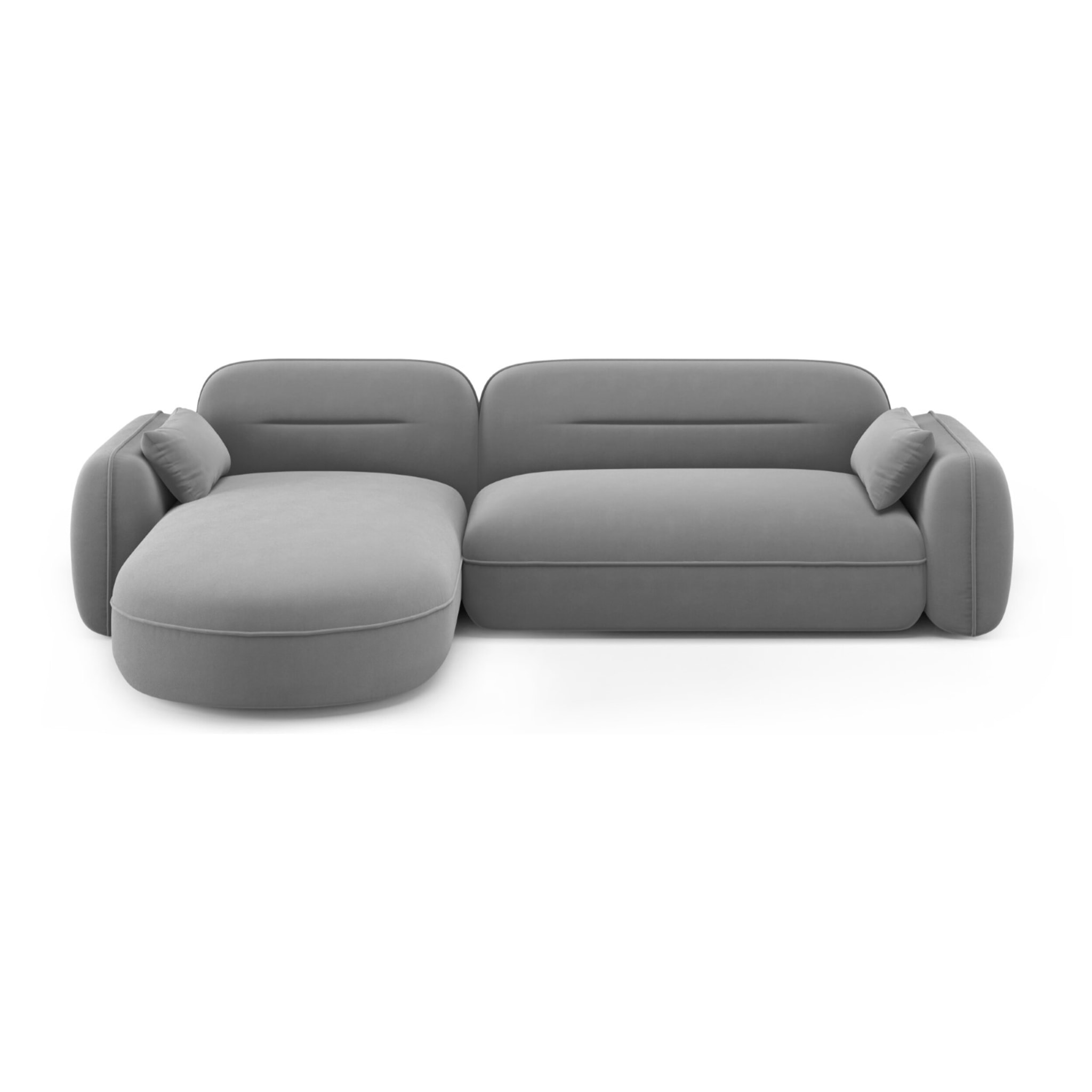 Canapé d'angle gauche modulable "Sydney" 4 places en velours gris clair
