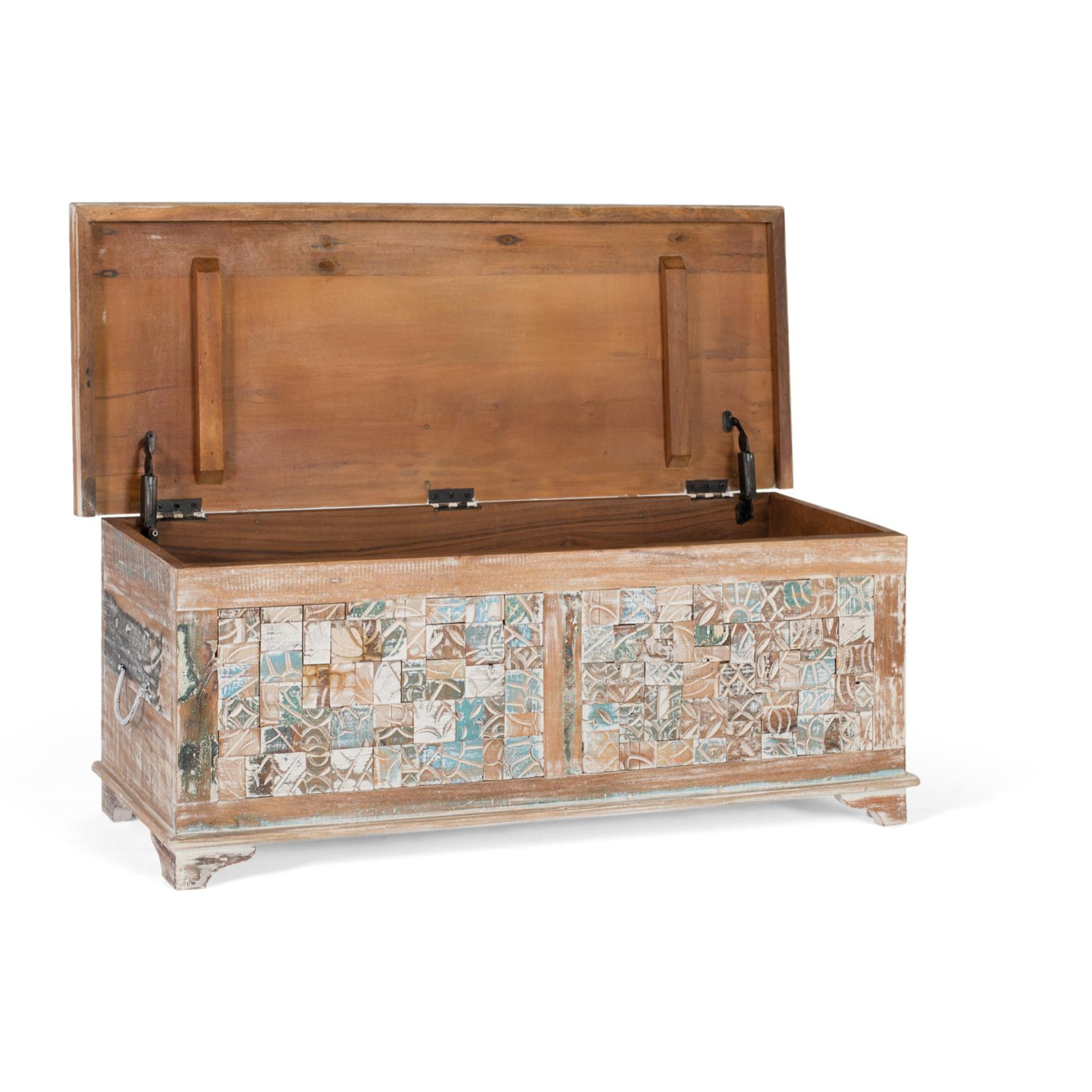 Baúle de Madera de Mango 105 Cm Estilo Rústico Mediterráneo