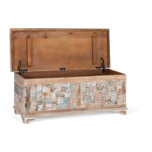 Baúle de Madera de Mango 105 Cm Estilo Rústico Mediterráneo