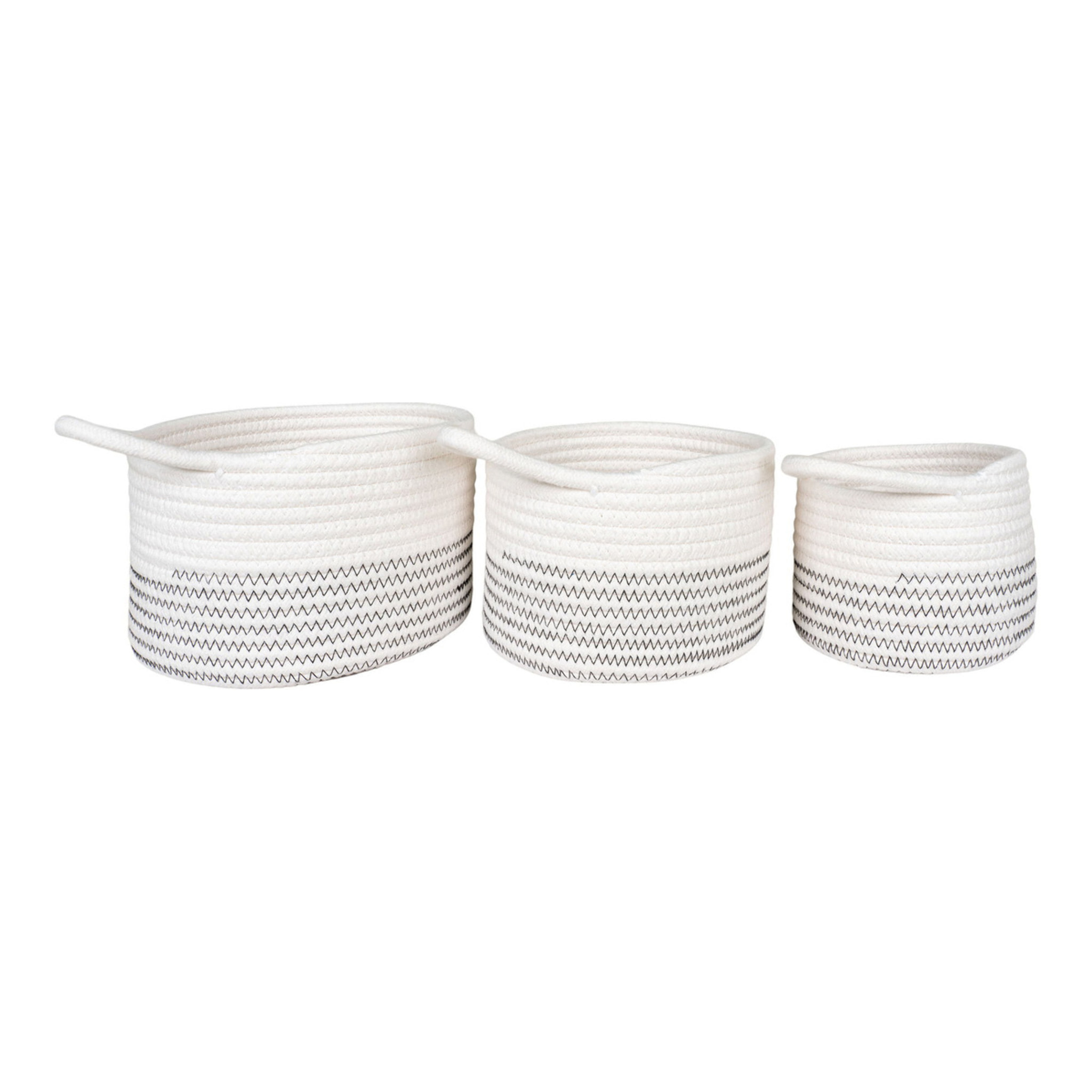 Set 3 cestini Algar in cotone bianco/grigio