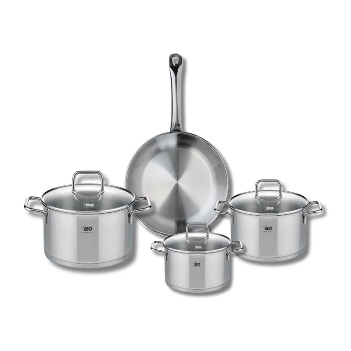 Ensemble de 1 Poêle de cuisson 24 cm et 3 faitouts 14, 16 et 20 cm Elo Profi Citrin