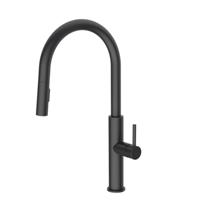 Mitigeur cuisine avec douchette extractible 2 jets, noir mat (SATBSD286C)