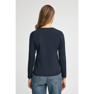 Camiseta azul marino manga larga y logo bordado Established 2012 Polo Club