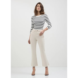 Pantalone cropped flare in cotone