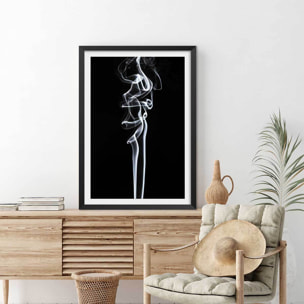 Poster white smoke sensual Affiche + cadre en bois - Noir
