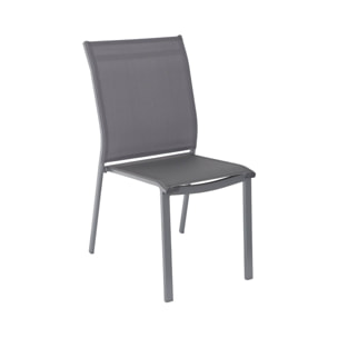 Lot de 2 chaises de jardin CLEVELAND empilables aluminium et textilene anthracite. 64.5 x 45.5 x 89.5 cm