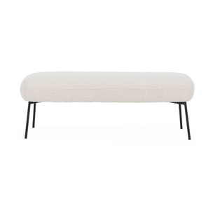 Banc. bout de lit avec revêtement bouclette. écru. pieds en métal noir. L 120 x P 41 x H 42.5cm