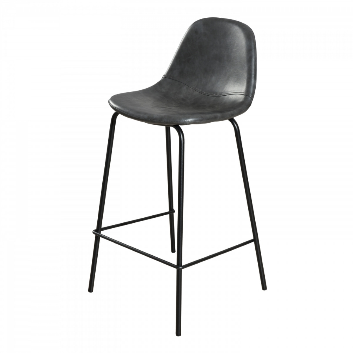 AUGUSTIN - Lot de 2 tabourets de bar John anthracite hauteur d'assise 65cm