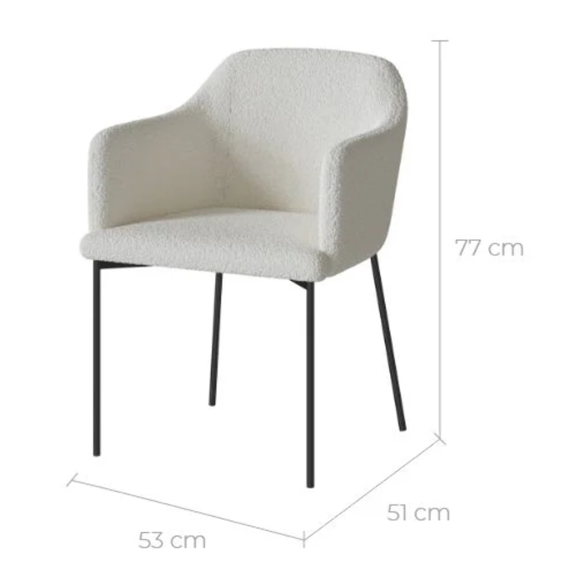 Fauteuil blanc en tissu effet laine bouclette - Glam
