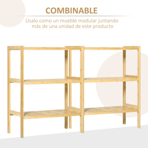 HOMCOM Estantería de Bambú de 3 Niveles Mueble Organizador Multifuncional para Baño Cocina Salón 62x33x80 cm Natural