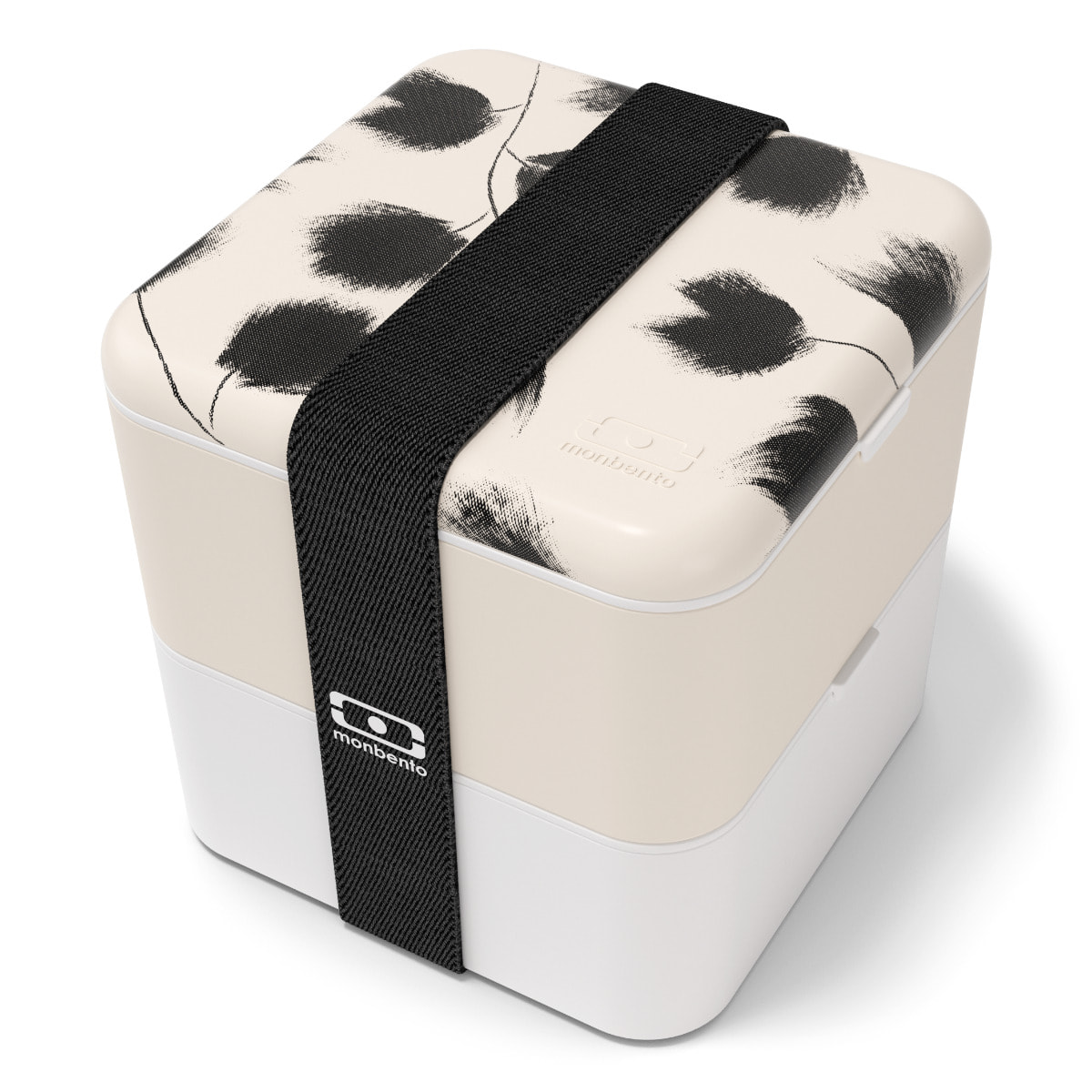 Set lunch box carrée 1,7L Graphic Plume + Couverts + Bouteille 500ml