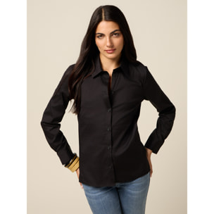Oltre - Camicia basic in popeline - Nero