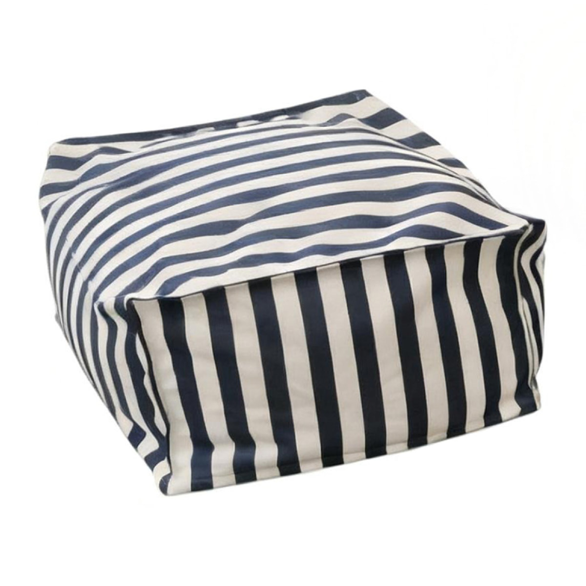 BOLOGNE Pouf d’extérieur rayé bleu déperlant - 55x65x35 cm