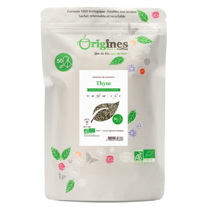 Thym - Infusion Bio plante naturelle - Infusettes 50x1,8g