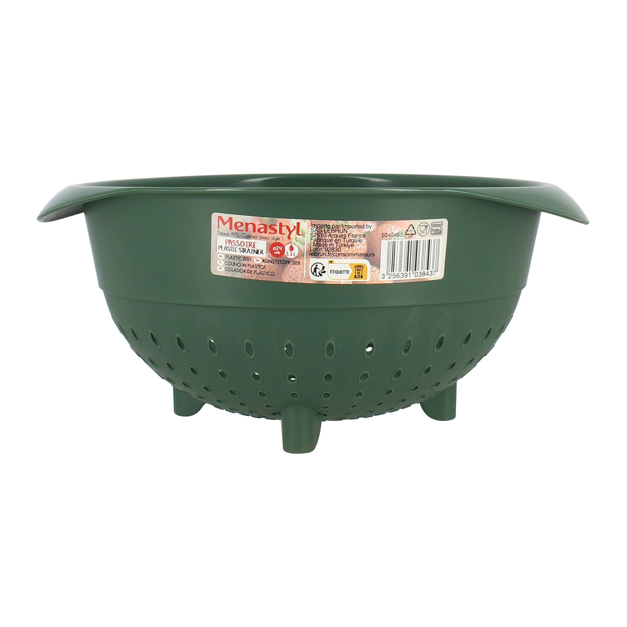 Passoire 24cm en plastique vert